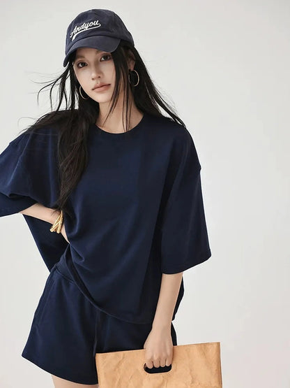 FU FRESH UP Athflow Relaxed Cotton T-shirt And Shorts Set