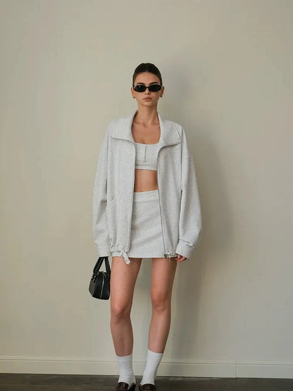 FU FRESH UP Athflow Tennis Inspired Hoodie Vest Skirt Set