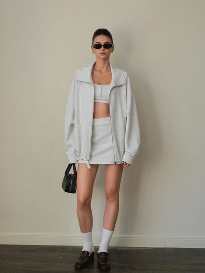 FU FRESH UP Athflow Tennis Inspired Hoodie Vest Skirt Set