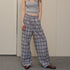 FU_FRESH_UP_Blue_Contrast_Plaid_Drawstring_High_Waist_Vintage_Women&