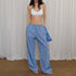 FU_FRESH_UP_Blue_Floral_High_Waist_Drawstring_Pocket_Loose_Women&