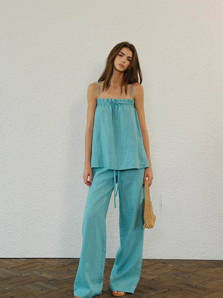 FU FRESH UP Breathable Striped Drawstring Cami Women&