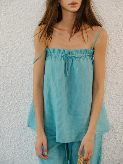 FU FRESH UP Breathable Striped Drawstring Cami Women&