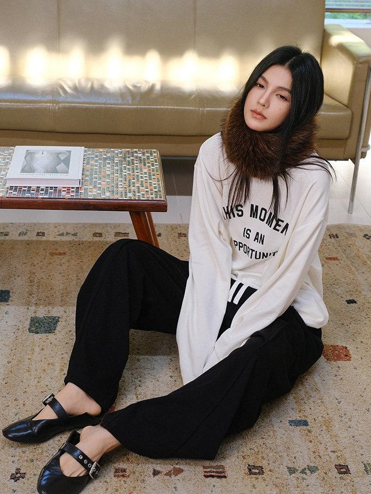 FU FRESH UP Brushed Fleece Letter Print Loose Women&