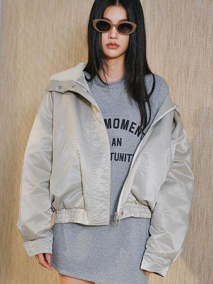 FU FRESH UP Brushed Fleece Letter Print Loose Women&