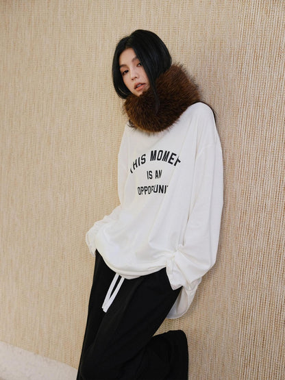 FU FRESH UP Brushed Fleece Letter Print Loose Women&