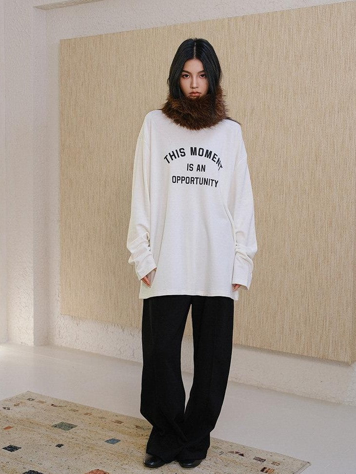 FU FRESH UP Brushed Fleece Letter Print Loose Women&