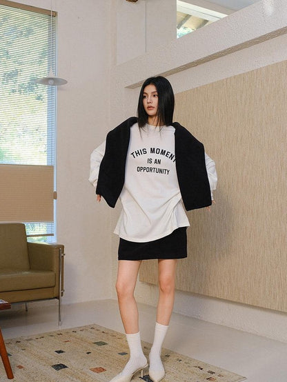 FU FRESH UP Brushed Fleece Letter Print Loose Women&