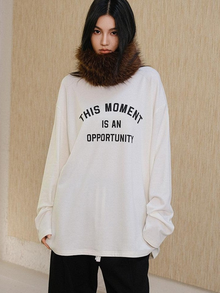 FU FRESH UP Brushed Fleece Letter Print Loose Women&