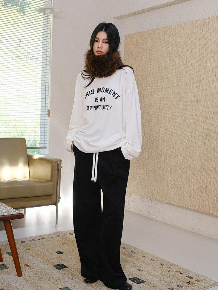 FU FRESH UP Brushed Fleece Letter Print Loose Women&