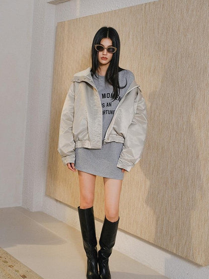 FU FRESH UP Brushed Fleece Letter Print Loose Women&