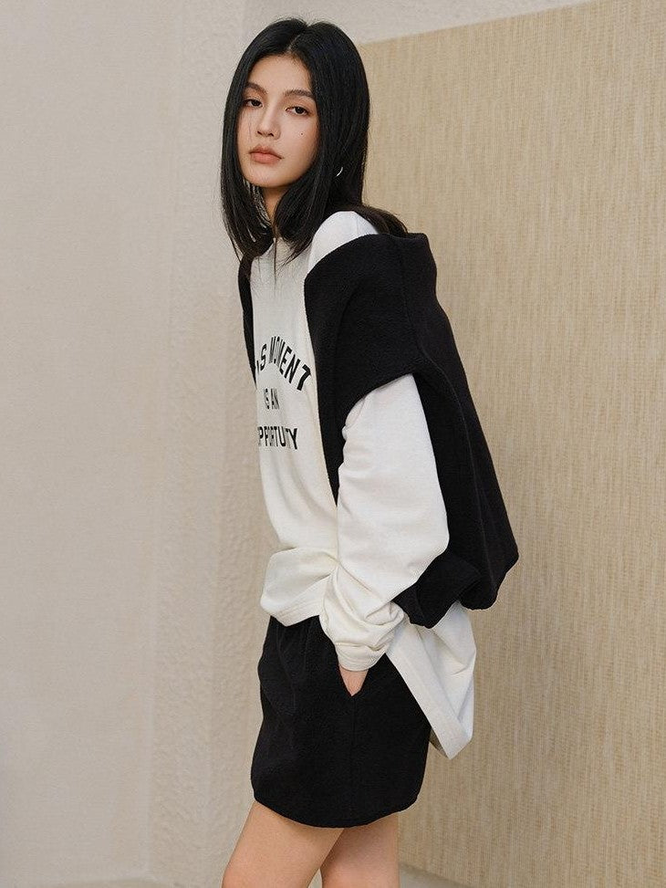 FU FRESH UP Brushed Fleece Letter Print Loose Women&