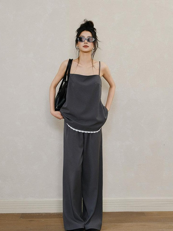 FU FRESH UP Chic Lace Panel Spliced Camisole Tailored Women&