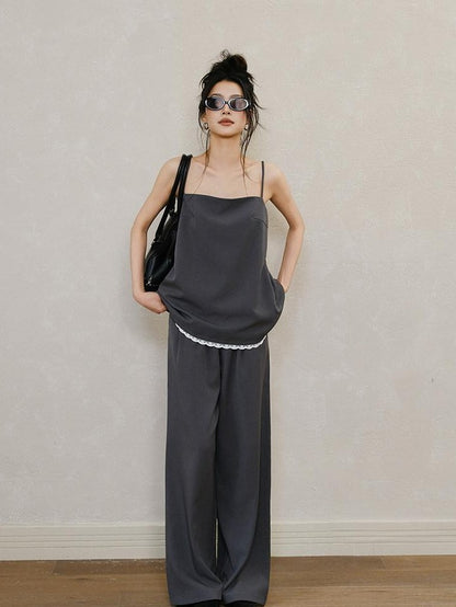 FU FRESH UP Chic Lace Panel Spliced Camisole Tailored Women&