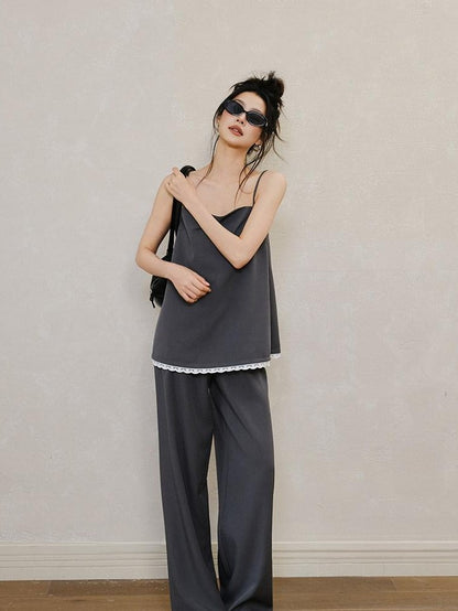 FU FRESH UP Chic Lace Panel Spliced Camisole Tailored Women&