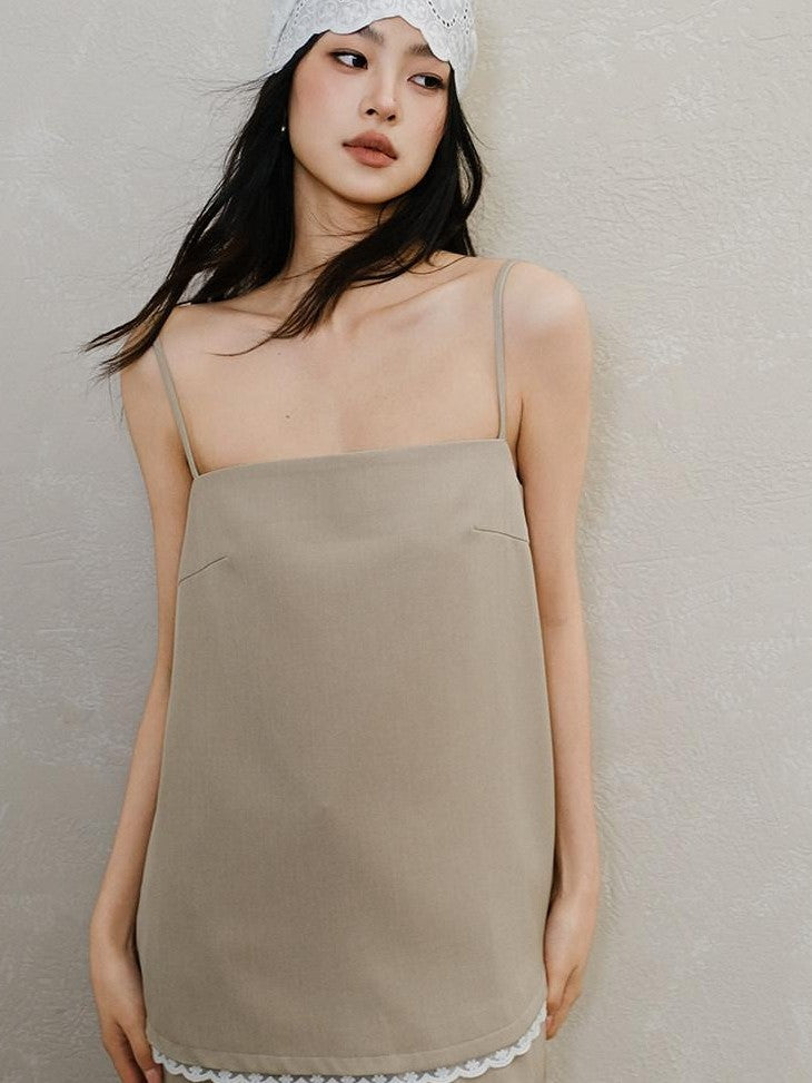 FU FRESH UP Chic Lace Panel Spliced Camisole Tailored Women&