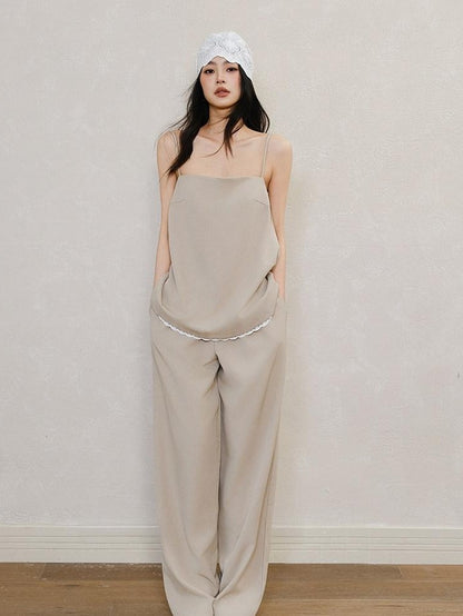 FU FRESH UP Chic Lace Panel Spliced Camisole Tailored Women&