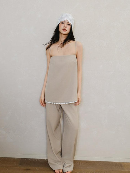 FU FRESH UP Chic Lace Panel Spliced Camisole Tailored Women&