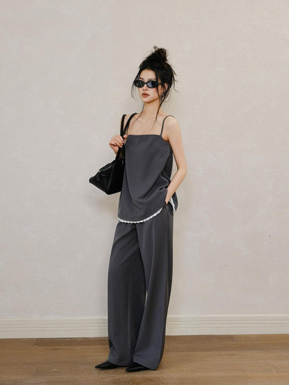 FU FRESH UP Chic Lace Panel Spliced Camisole Tailored Women&