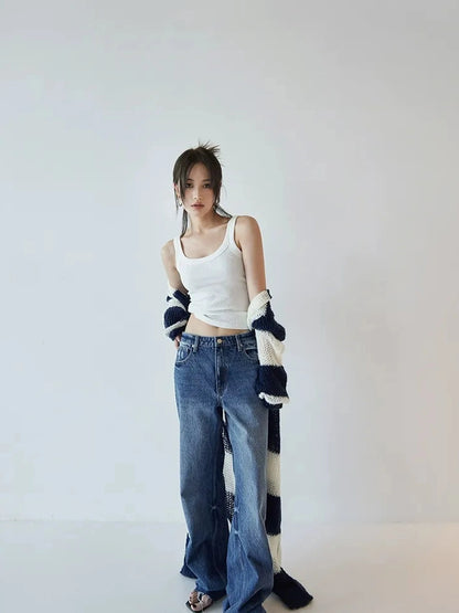 FU FRESH UP Classic Denim Straight Leg Jeans
