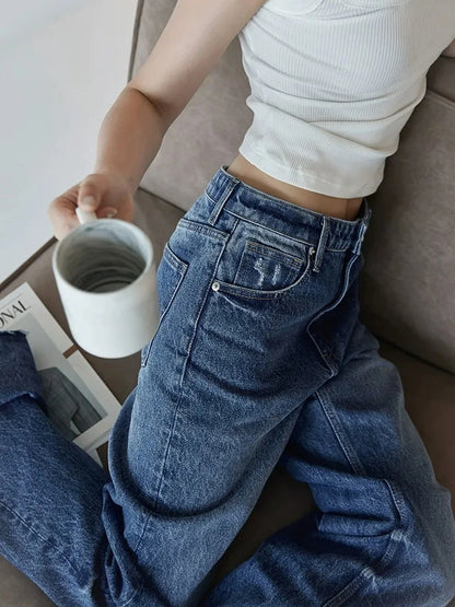 FU FRESH UP Classic Denim Straight Leg Jeans
