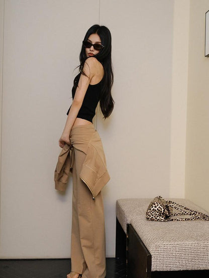 FU FRESH UP Collared Cropped Cardigan Slim Flare Sweatpants Women&