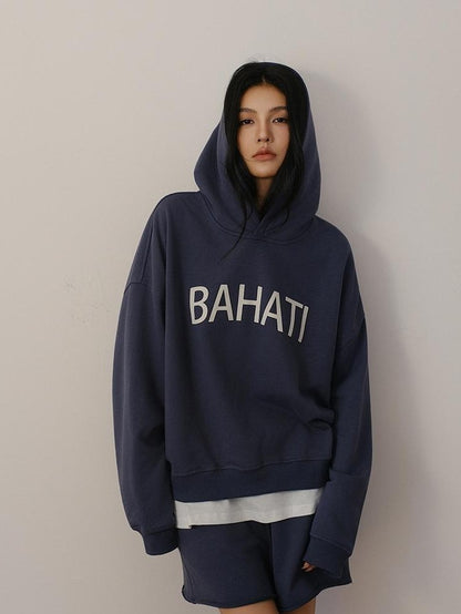 FU FRESH UP Color Block Print Hooded Cropped Long Sleeve Women&