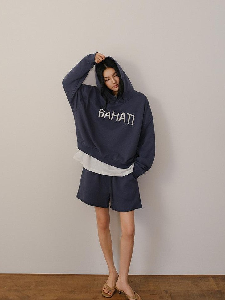 FU FRESH UP Color Block Print Hooded Cropped Long Sleeve Women&