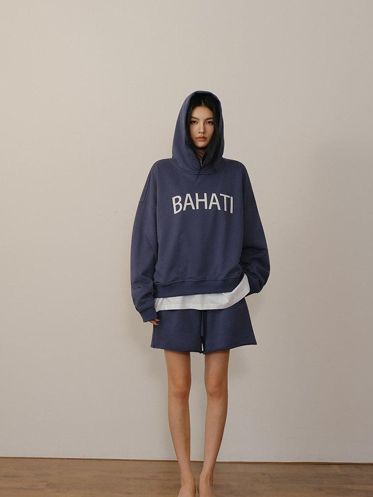FU FRESH UP Color Block Print Hooded Cropped Long Sleeve Women&
