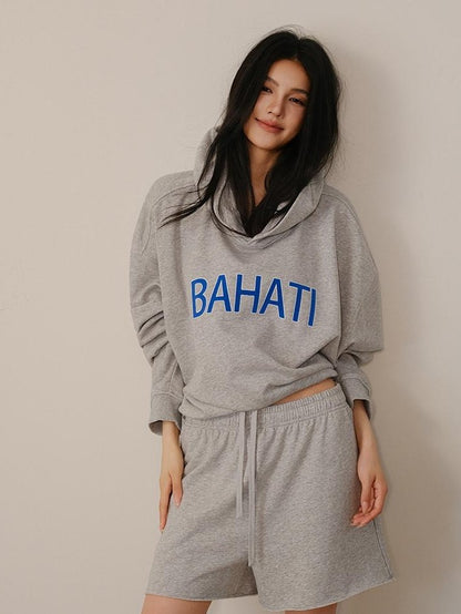 FU FRESH UP Color Block Print Hooded Cropped Long Sleeve Women&