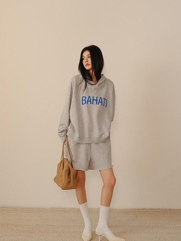 FU FRESH UP Color Block Print Hooded Cropped Long Sleeve Women&