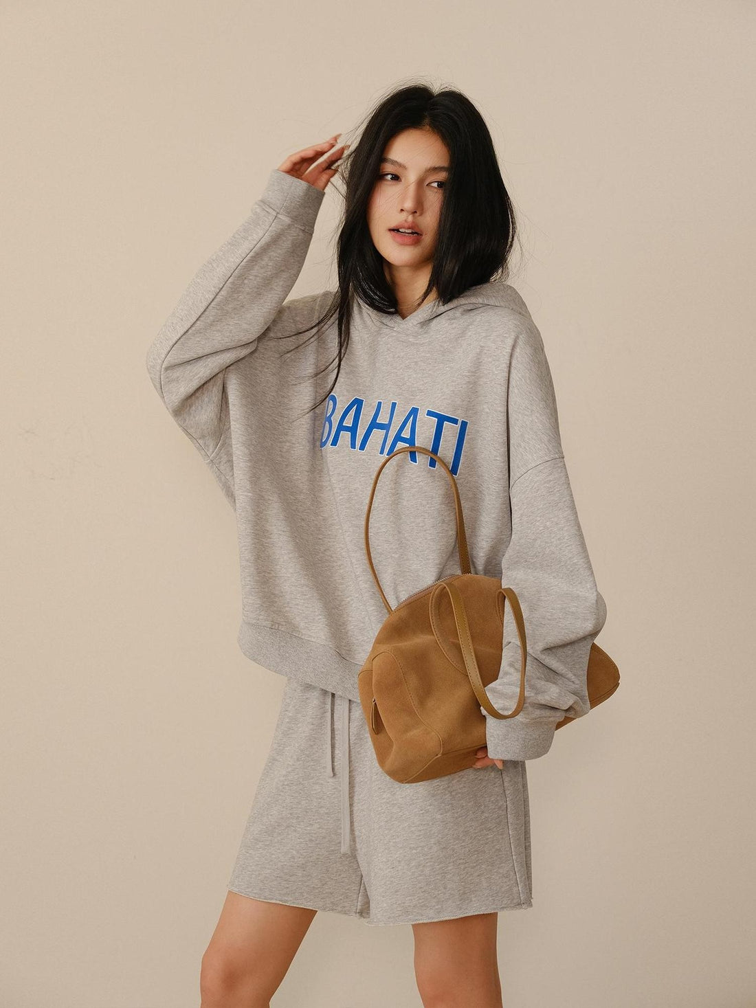 FU FRESH UP Color Block Print Hooded Cropped Long Sleeve Women&