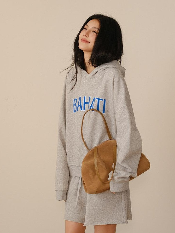 FU FRESH UP Color Block Print Hooded Cropped Long Sleeve Women&