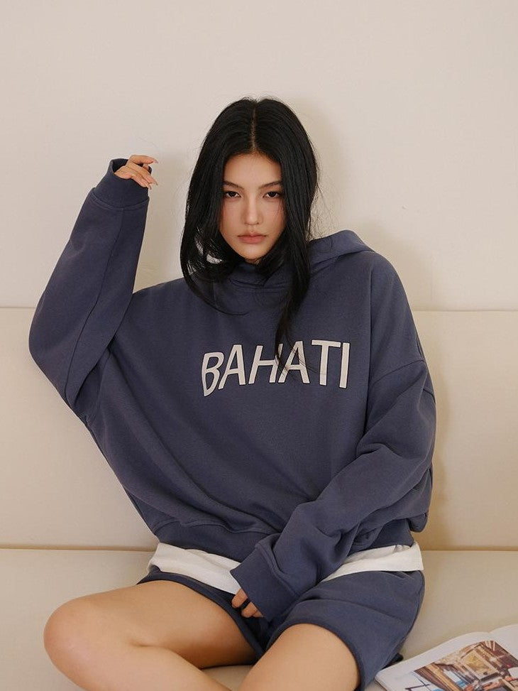 FU FRESH UP Color Block Print Hooded Cropped Long Sleeve Women&