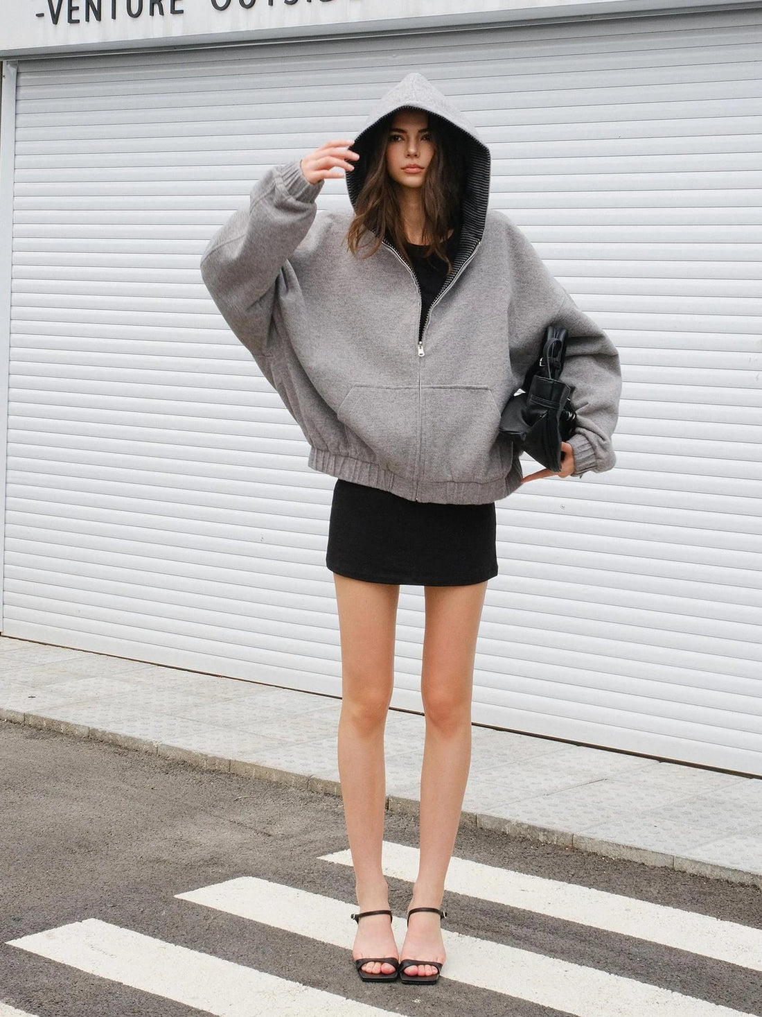 FU FRESH UP Color Block Stripe Reversible Hooded Jacket