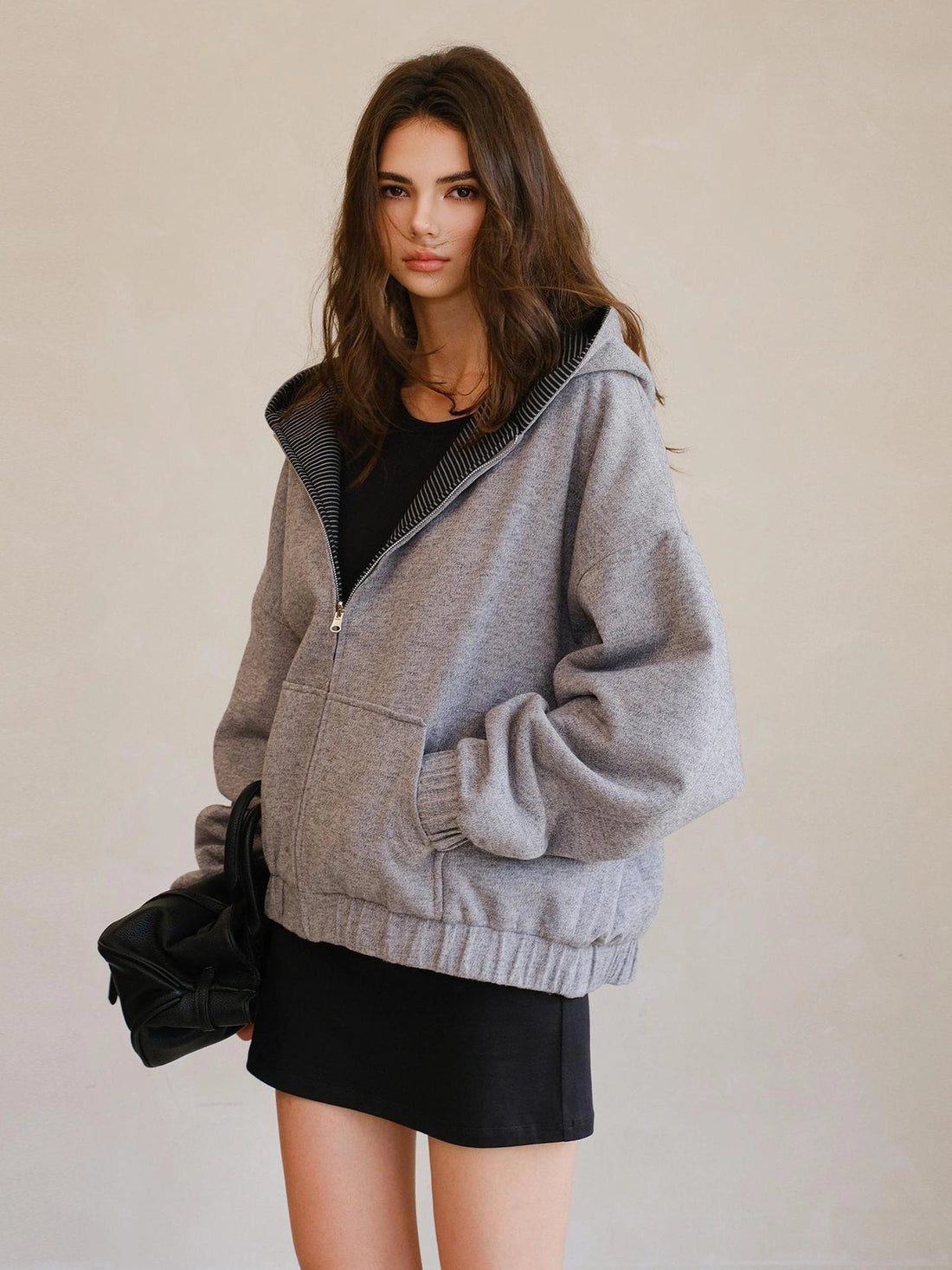 FU FRESH UP Color Block Stripe Reversible Hooded Jacket