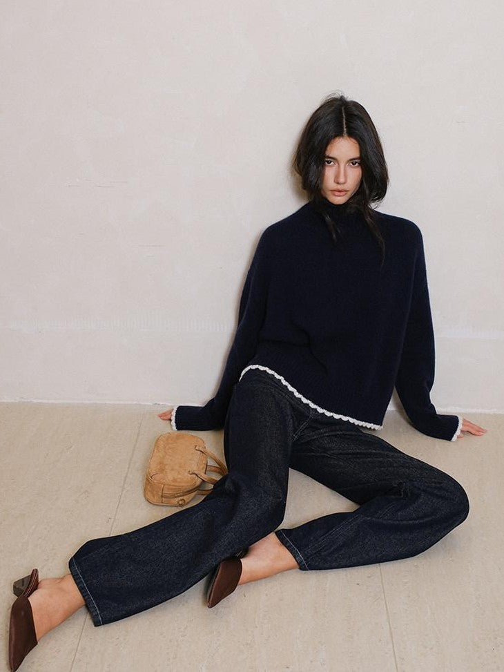 FU FRESH UP Colorblock Lace Trim Oversized Women&