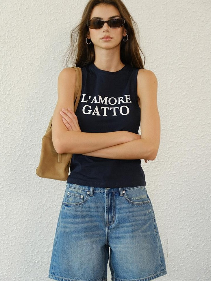 FU FRESH UP Colorblock Slogan Print Round Neck Slim H Shaped Women&