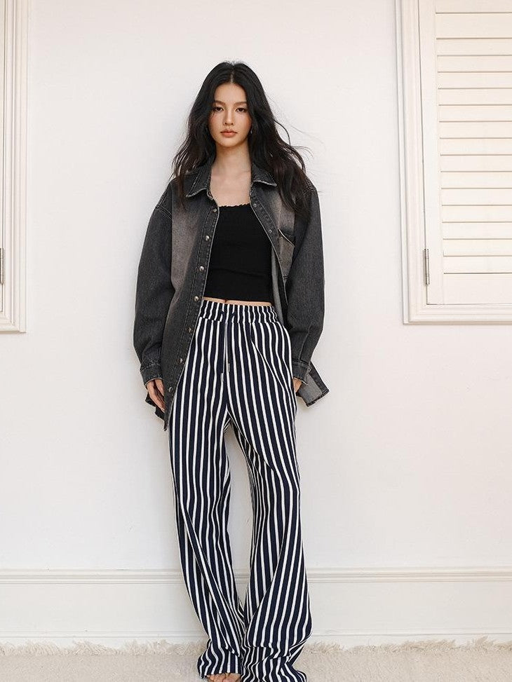 FU FRESH UP Colorblock Stripe Structured High Waist Drawstring Women&
