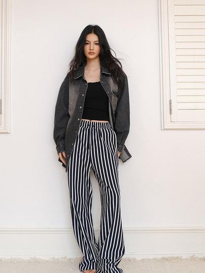 FU FRESH UP Colorblock Stripe Structured High Waist Drawstring Women&