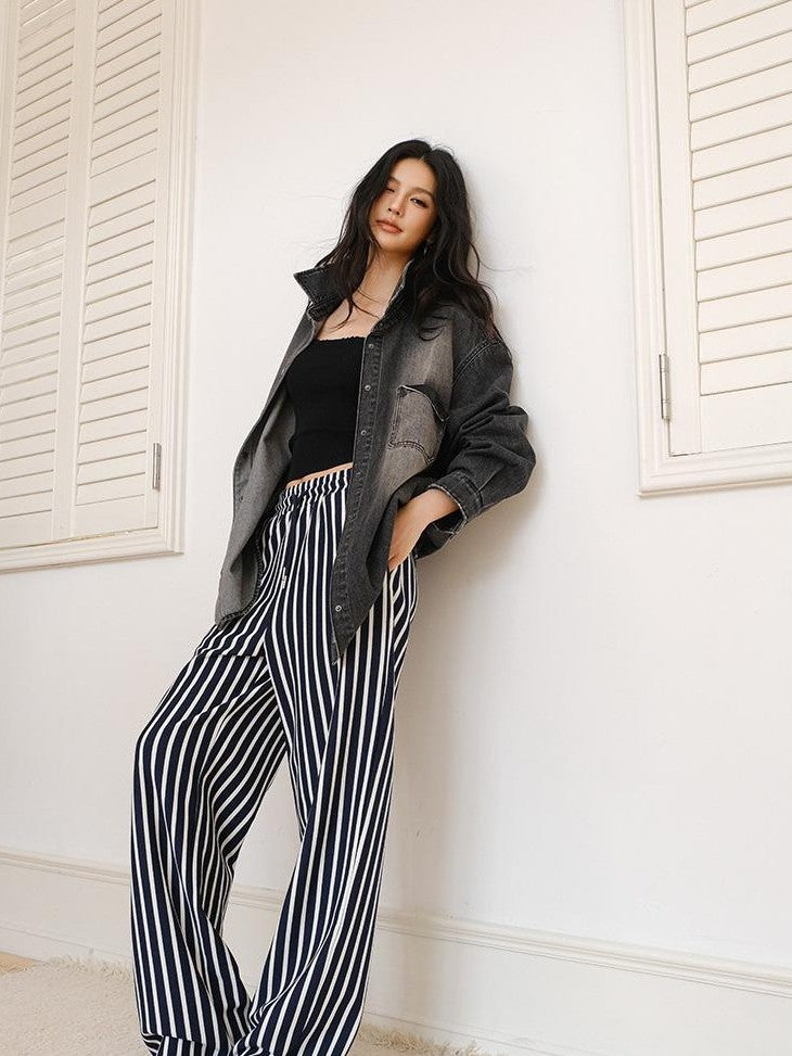 FU FRESH UP Colorblock Stripe Structured High Waist Drawstring Women&