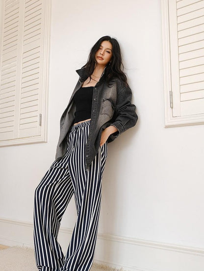 FU FRESH UP Colorblock Stripe Structured High Waist Drawstring Women&