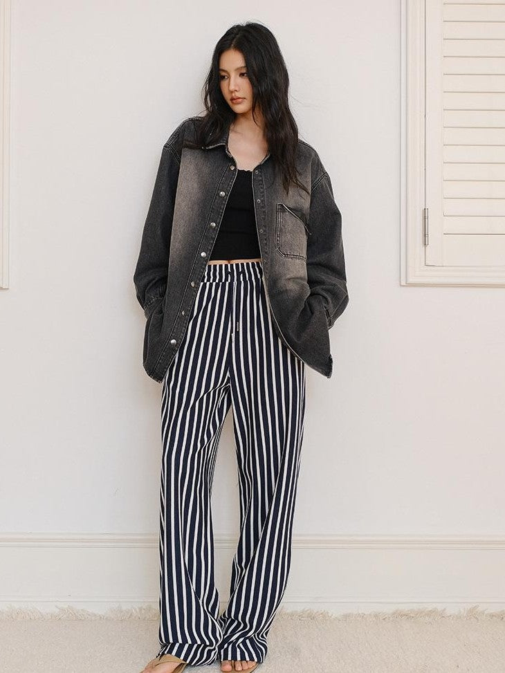 FU FRESH UP Colorblock Stripe Structured High Waist Drawstring Women&