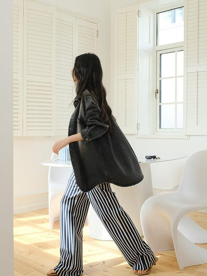 FU FRESH UP Colorblock Stripe Structured High Waist Drawstring Women&