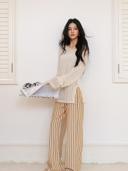 FU FRESH UP Colorblock Stripe Structured High Waist Drawstring Women&