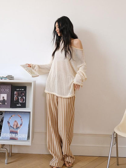 FU FRESH UP Colorblock Stripe Structured High Waist Drawstring Women&