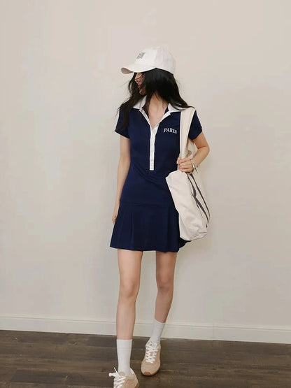 Contour Stitch Polo Knit Dress
