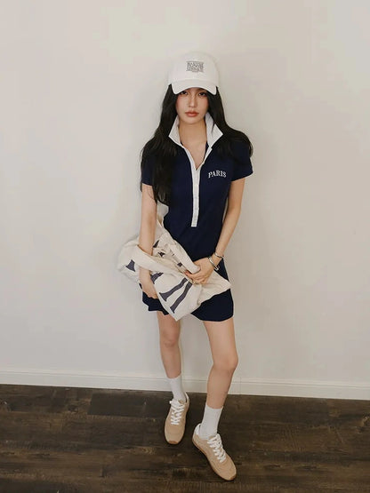 Contour Stitch Polo Knit Dress