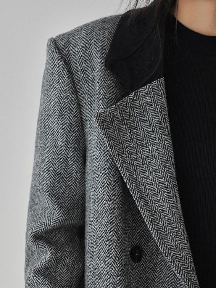 FU FRESH UP Contrast Color Tailored Blazer Women&
