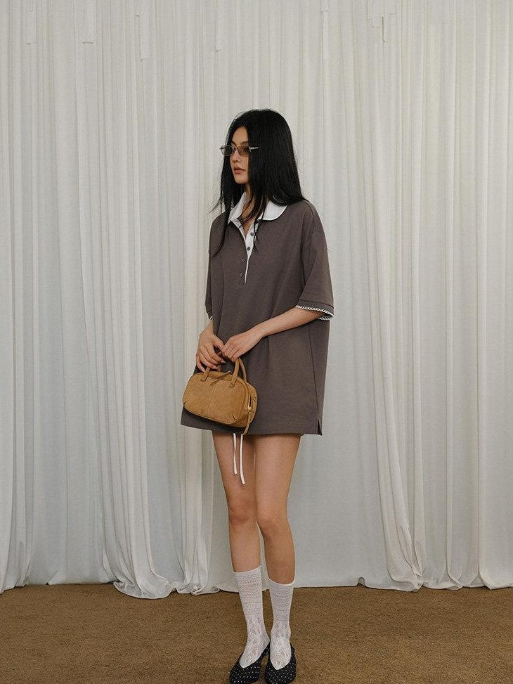 FU FRESH UP Contrast Lace Polo Collar Women&